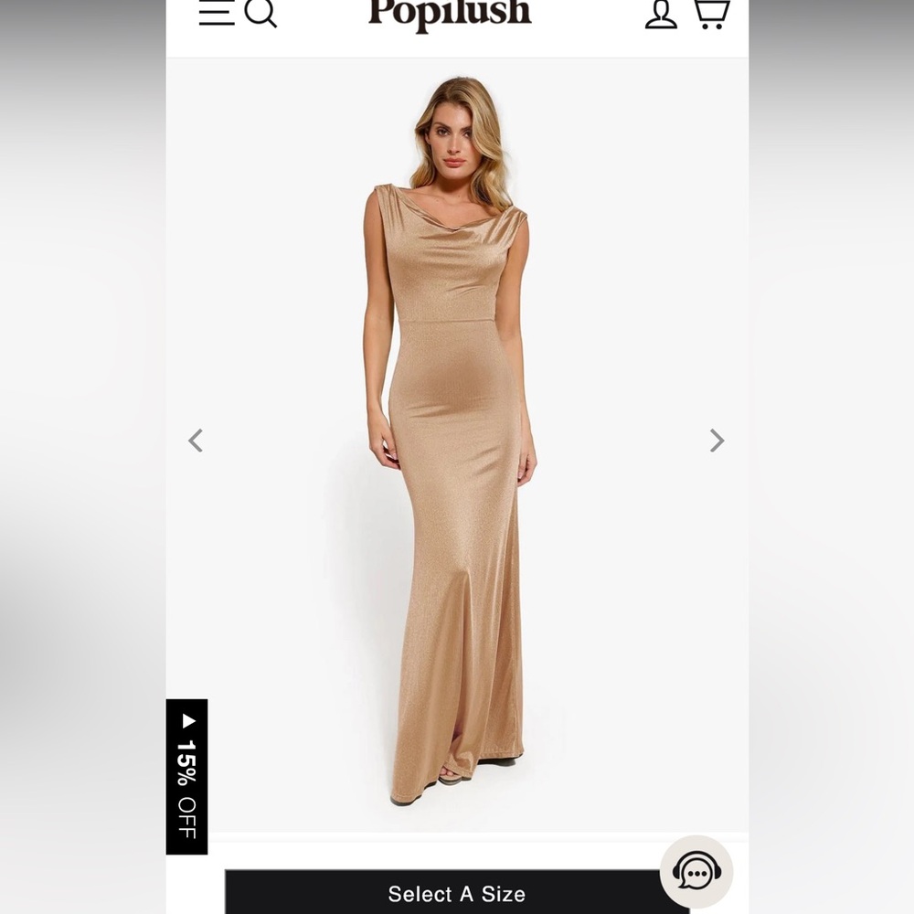 Elegant Gold Evening Gown built in shapewear